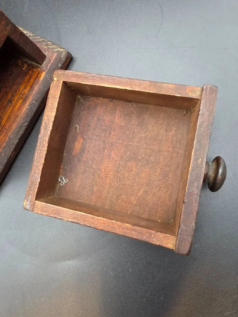 19th Century Antique Walnut Sewing Box Pin Cushion handmade vtg two compartments